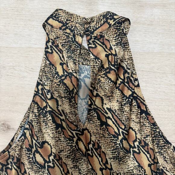 Great Jones Snake Print High Neck Drape Top Blouse Sleeveless Size Small - Picture 6 of 11